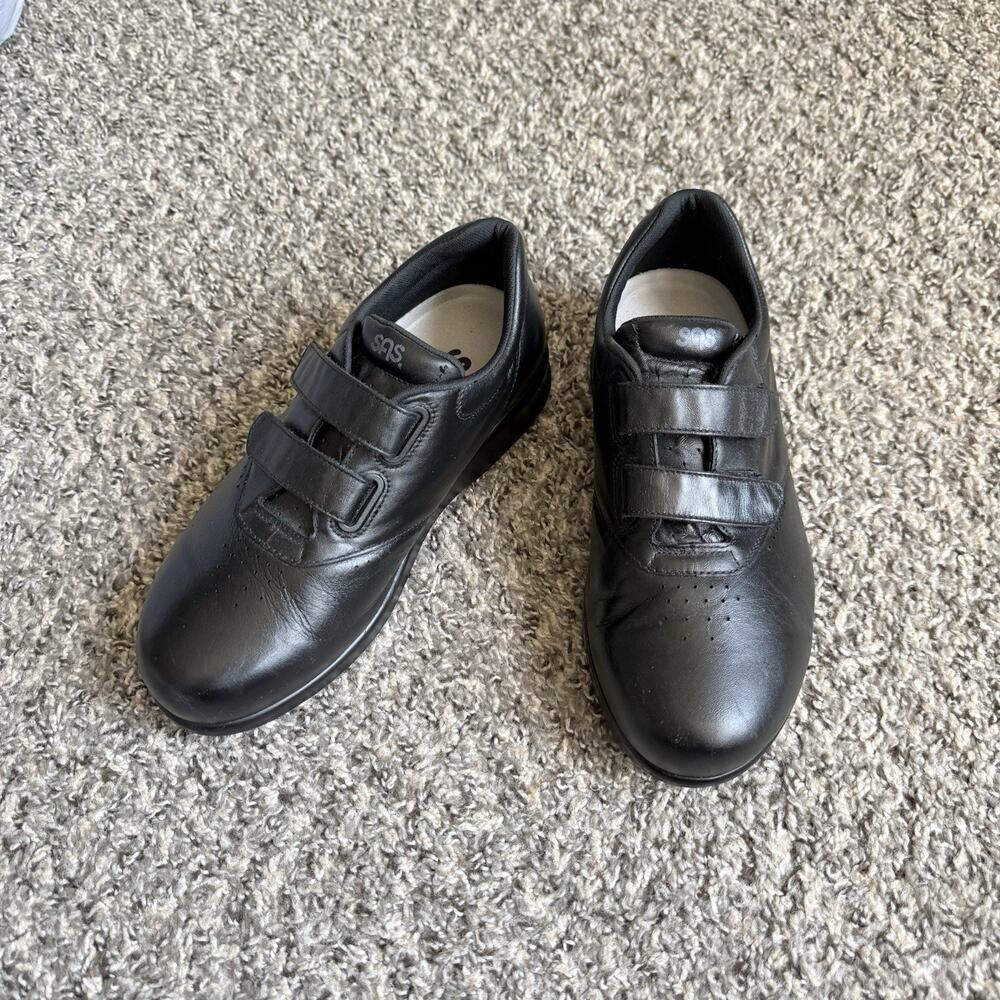 SAS Me Too Walking Shoes Sneakers Womens Size 7.5 W3 Black Orthotic Comfort